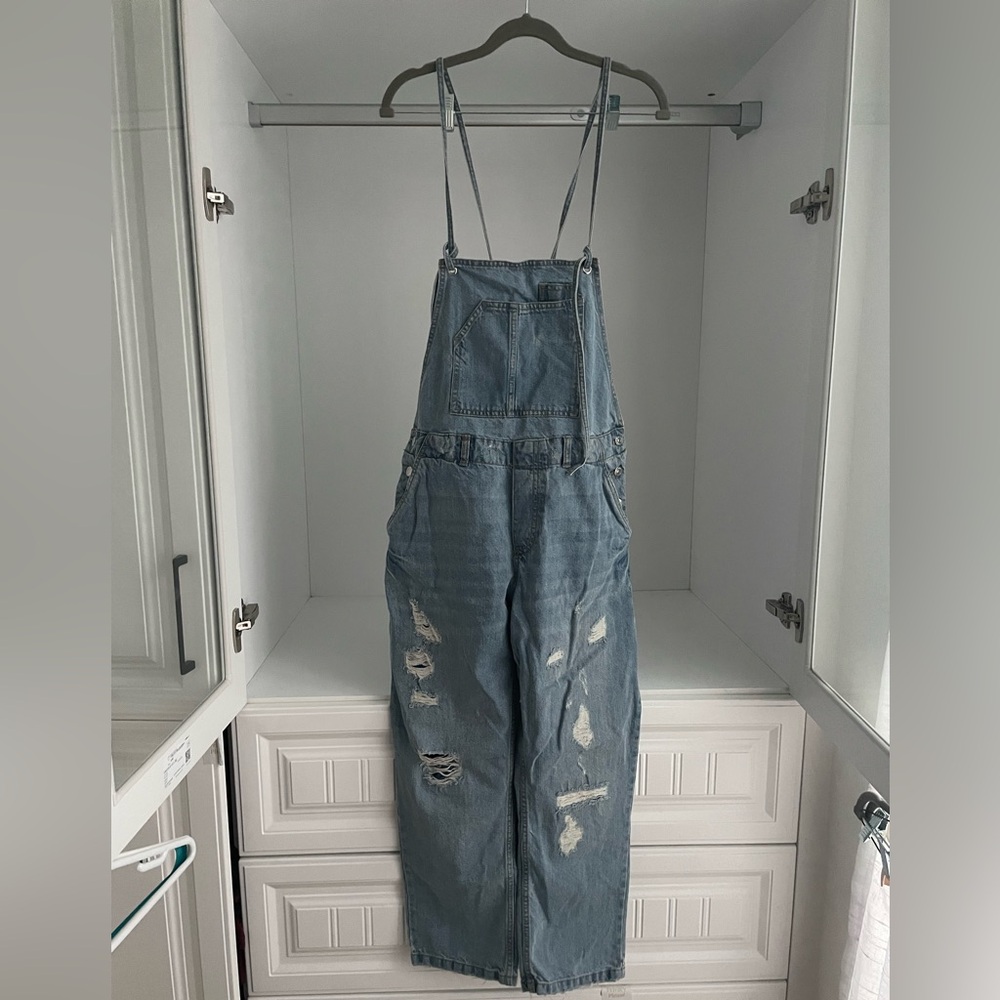 Zara Light Blue Denim Overalls
